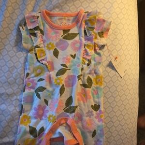 Cat & Jack Floral One Piece - Pink, Green, Yellow